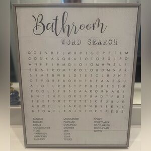 Gray Bathroom Word Search Wall Art